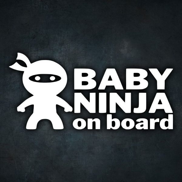 Biela nálepka na auto Baby Ninja