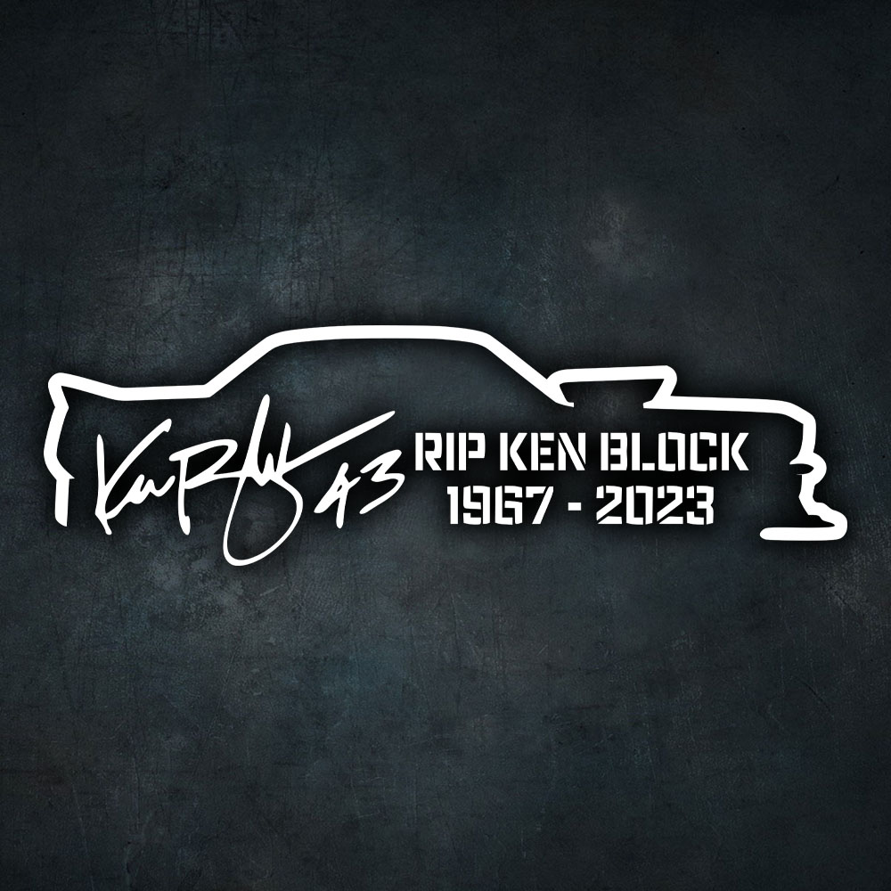Biela nálepka na auto Rip Ken Block