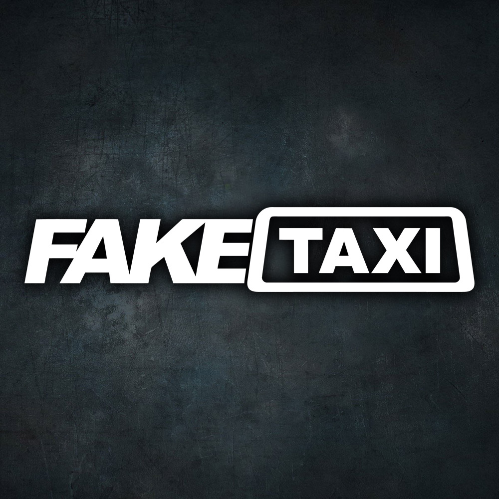 Biela nálepka na auto Fake Taxi