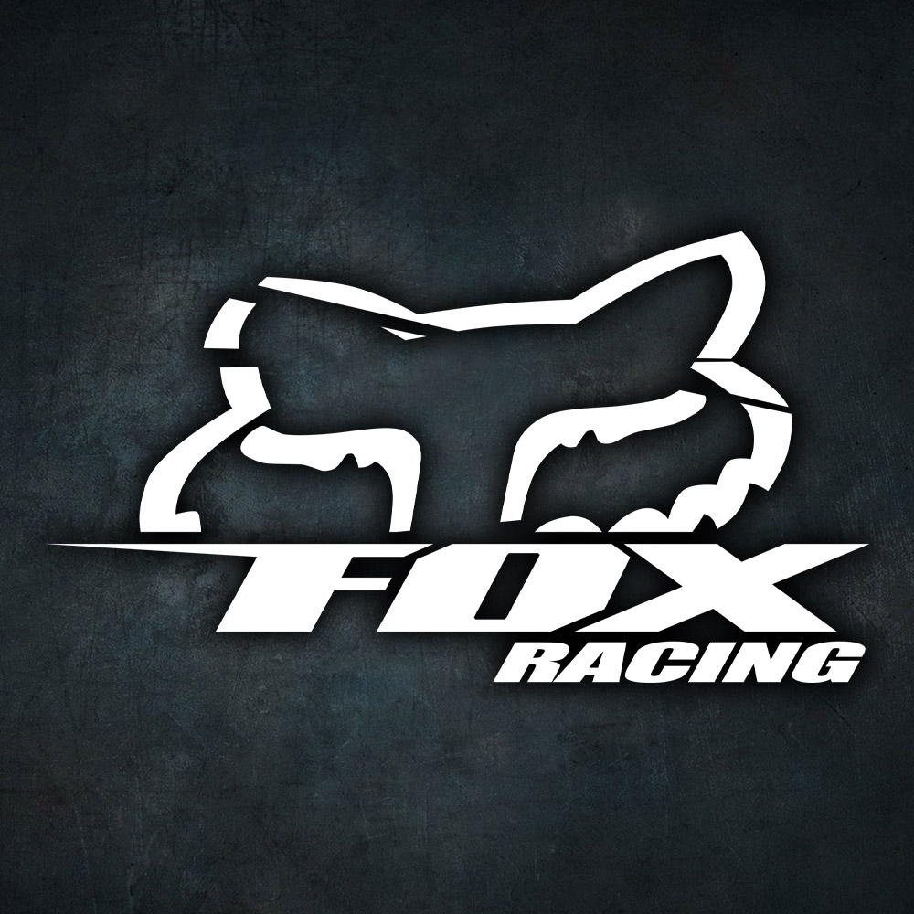 Biela nálepka na auto fox racing