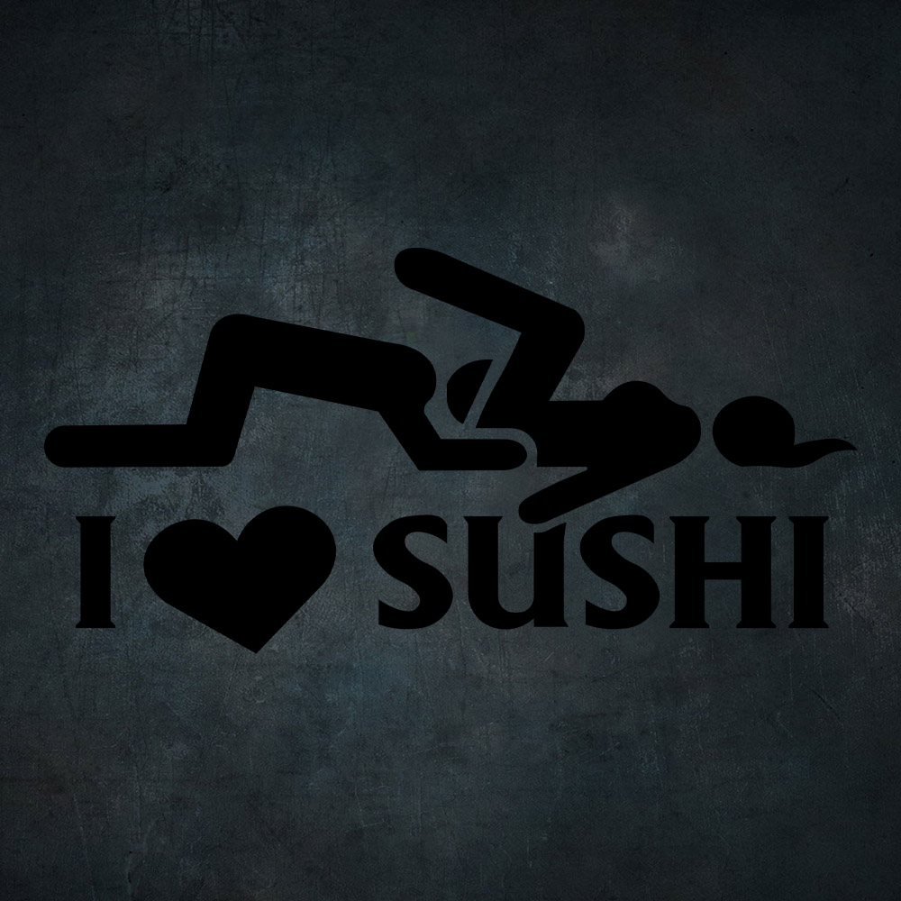 Čierna nálepka na auto i love sushi
