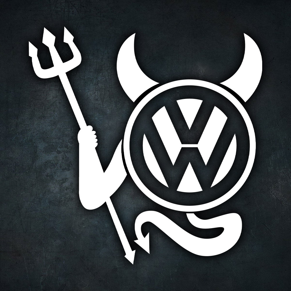 Biela nálepka na auto Volkswagen devil