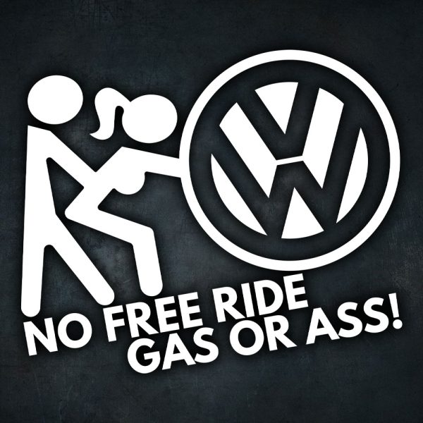 Biela nálepka na auto Volkswagen gas or ass