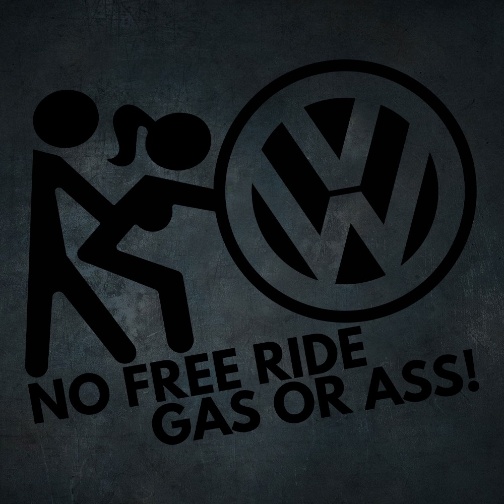Čierna nálepka na auto Volkswagen gas or ass