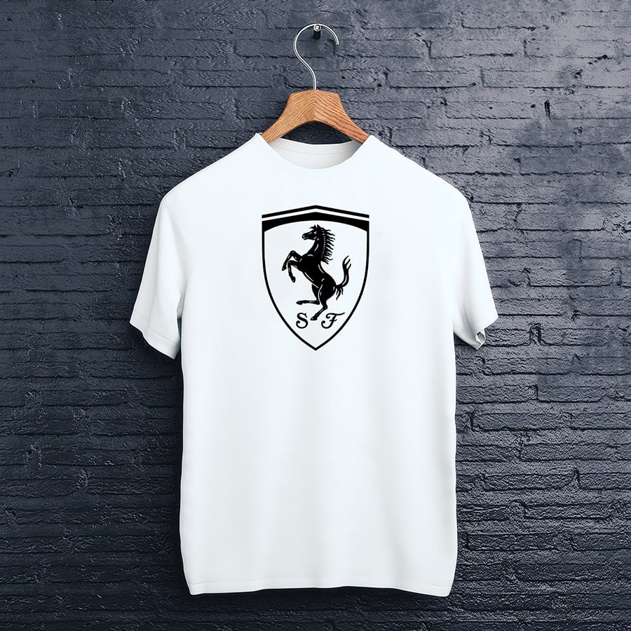 biele tričko Ferrari logo