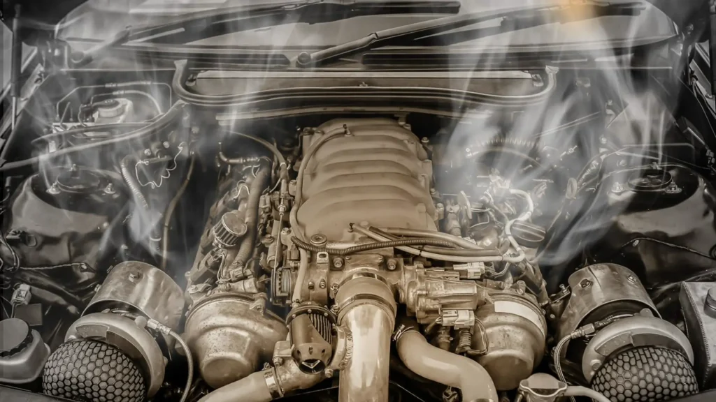 Motor v aute sa trasie