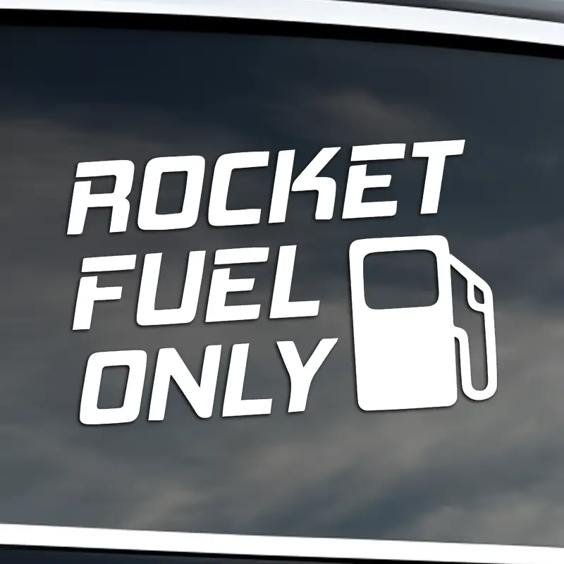 biela nálepka na auto Rocket Fuel