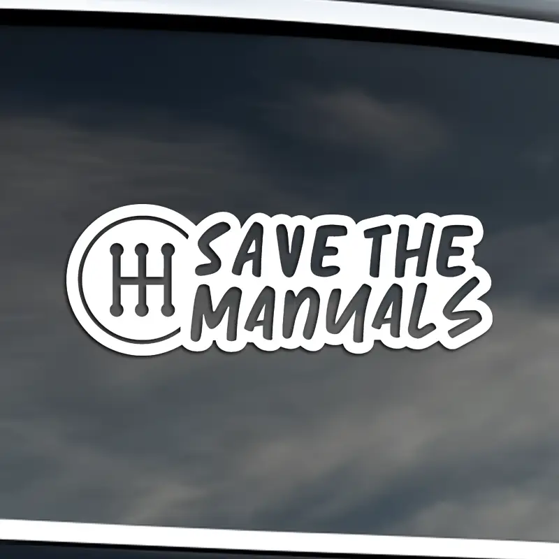 biela nálepka na auto Save The Manuals
