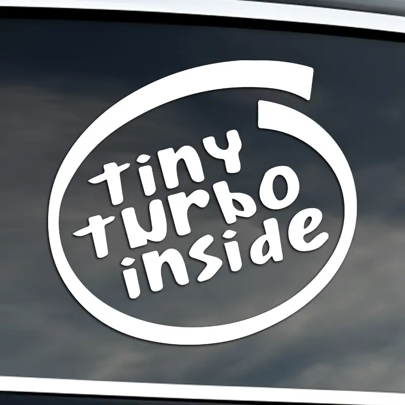biela nálepka na auto Tiny Turbo